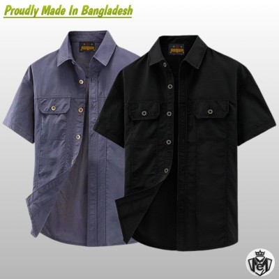 2pcs Kaizer Cotton 2 pocket Half Shirt