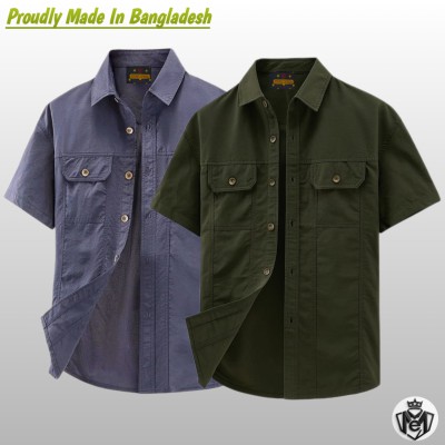 2pcs Kaizer Cotton 2 pocket Half Shirt
